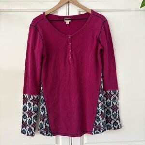Hatley Medium Berry Wine Waffle Knit Henley Top